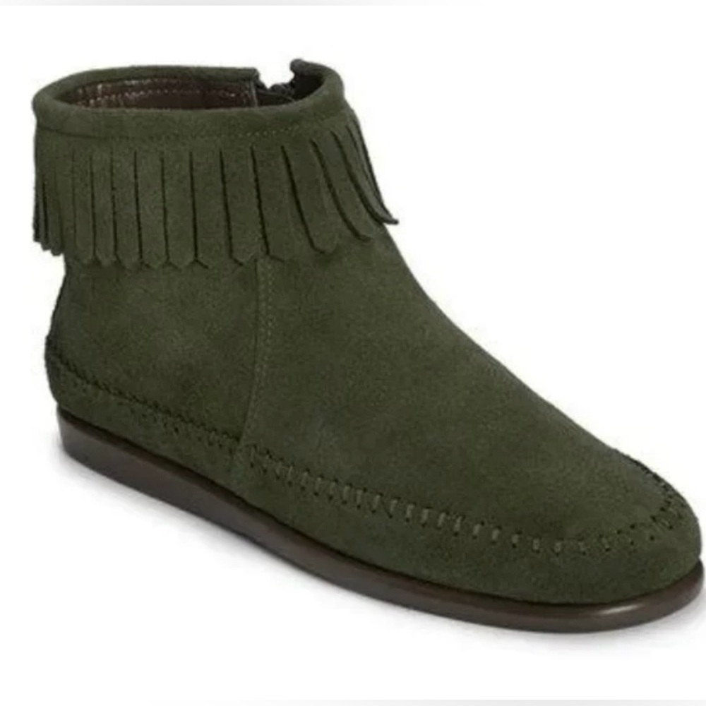 AEROSOLES Olive Green Moccasin Ankle Boots